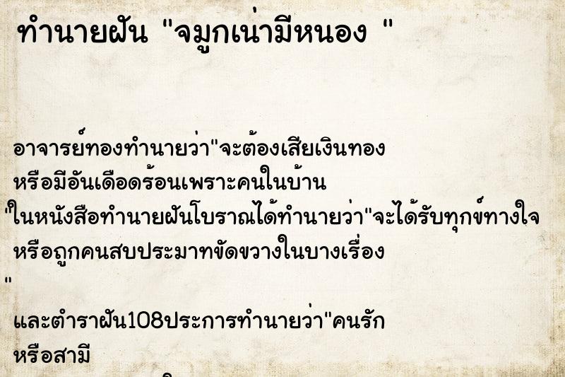 ทำนายฝัน จมูกเน่ามีหนอง  ตำราโบราณ แม่นที่สุดในโลก